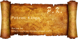 Petres Kinga névjegykártya